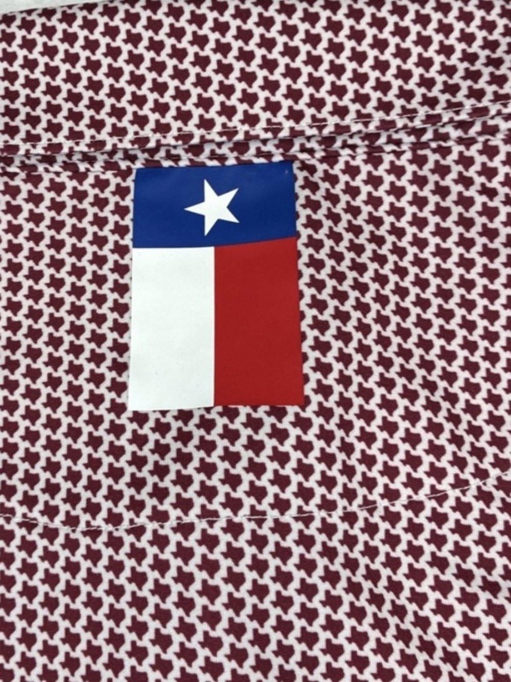Rhoback Don’t Mess Texas State Micro Print Golf Polo Maroon White Mens XL - Picture 4 of 14